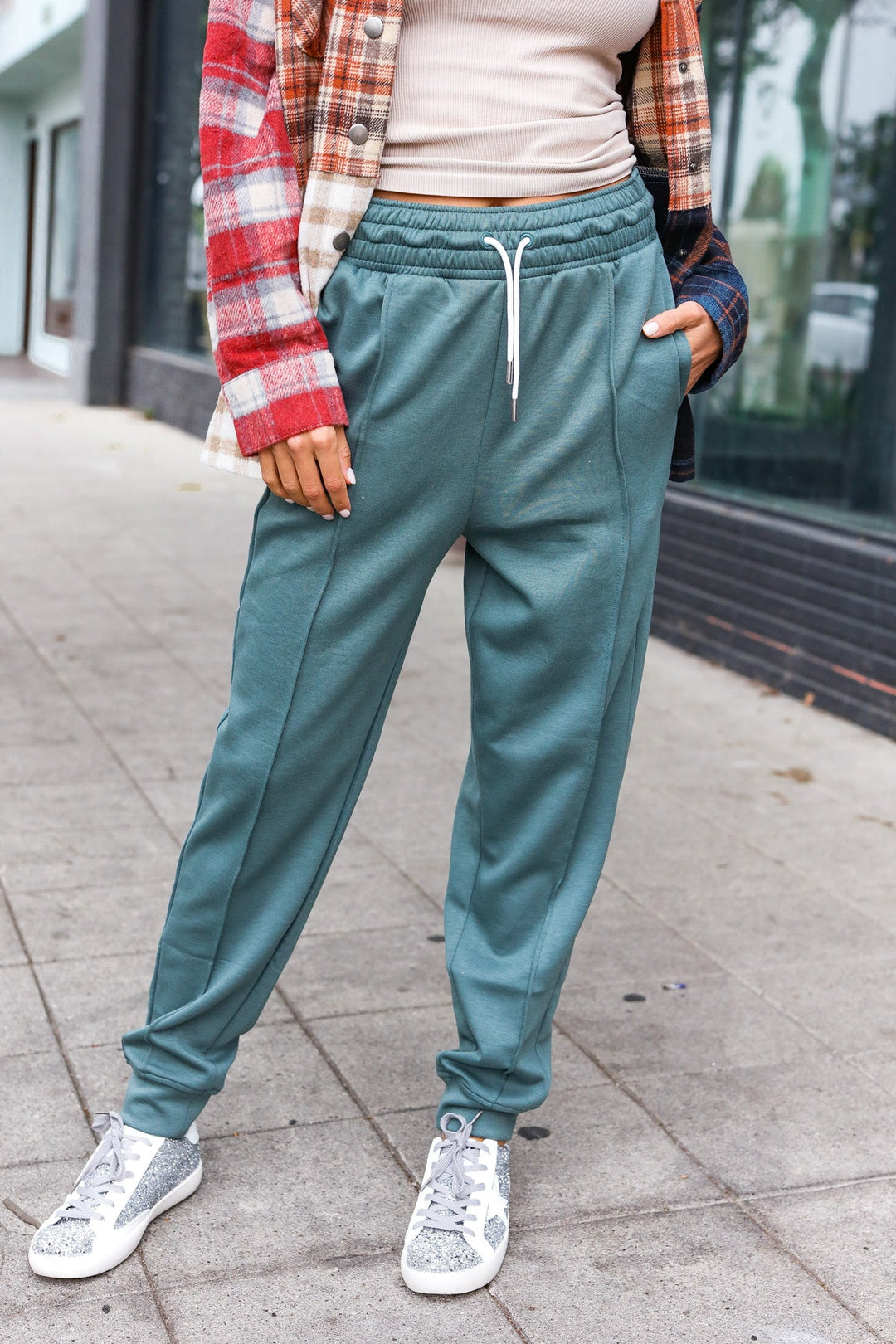 Ash Jade Knit Front Seam Sweatpants-Inspired by Justeen-Women's Clothing Boutique