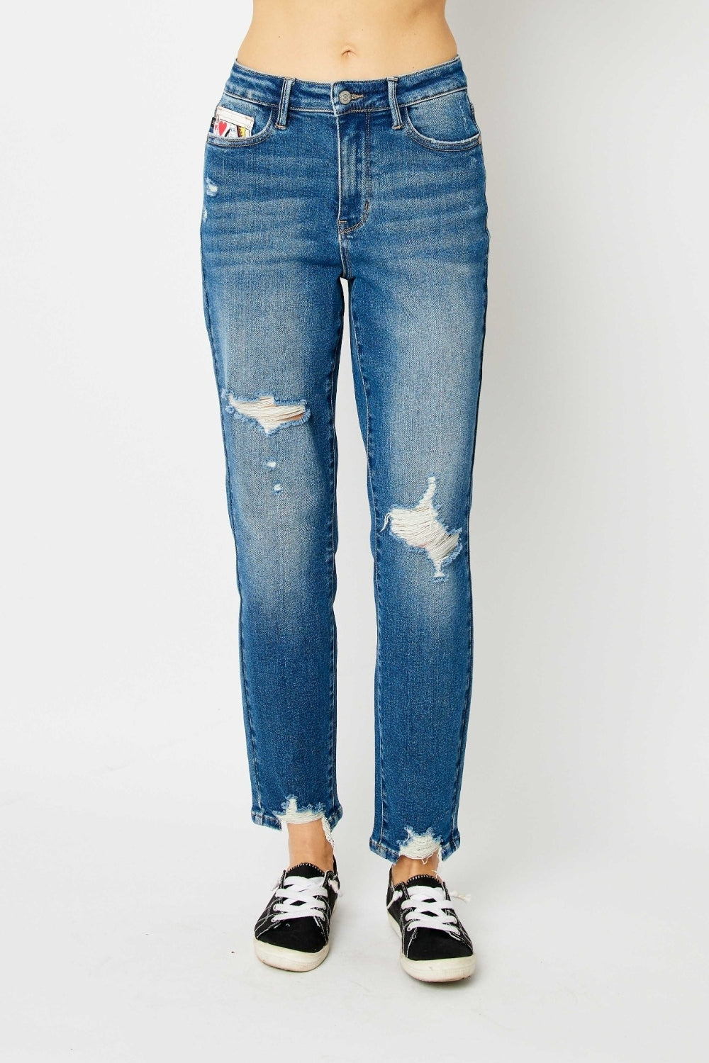 Judy Blue Full Size Distressed Slim Jeans-Denim-Inspired by Justeen-Women's Clothing Boutique