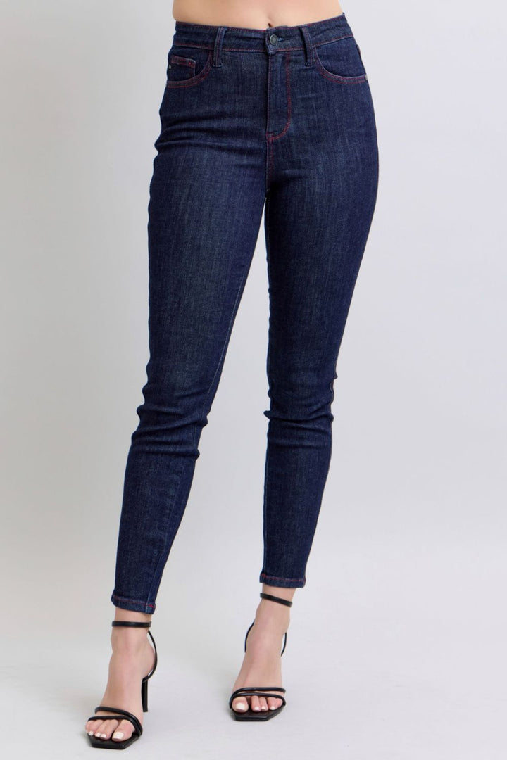 Judy Blue Full Size Heart Shaped Back Pockets Skinny Jeans-Denim-Inspired by Justeen-Women's Clothing Boutique