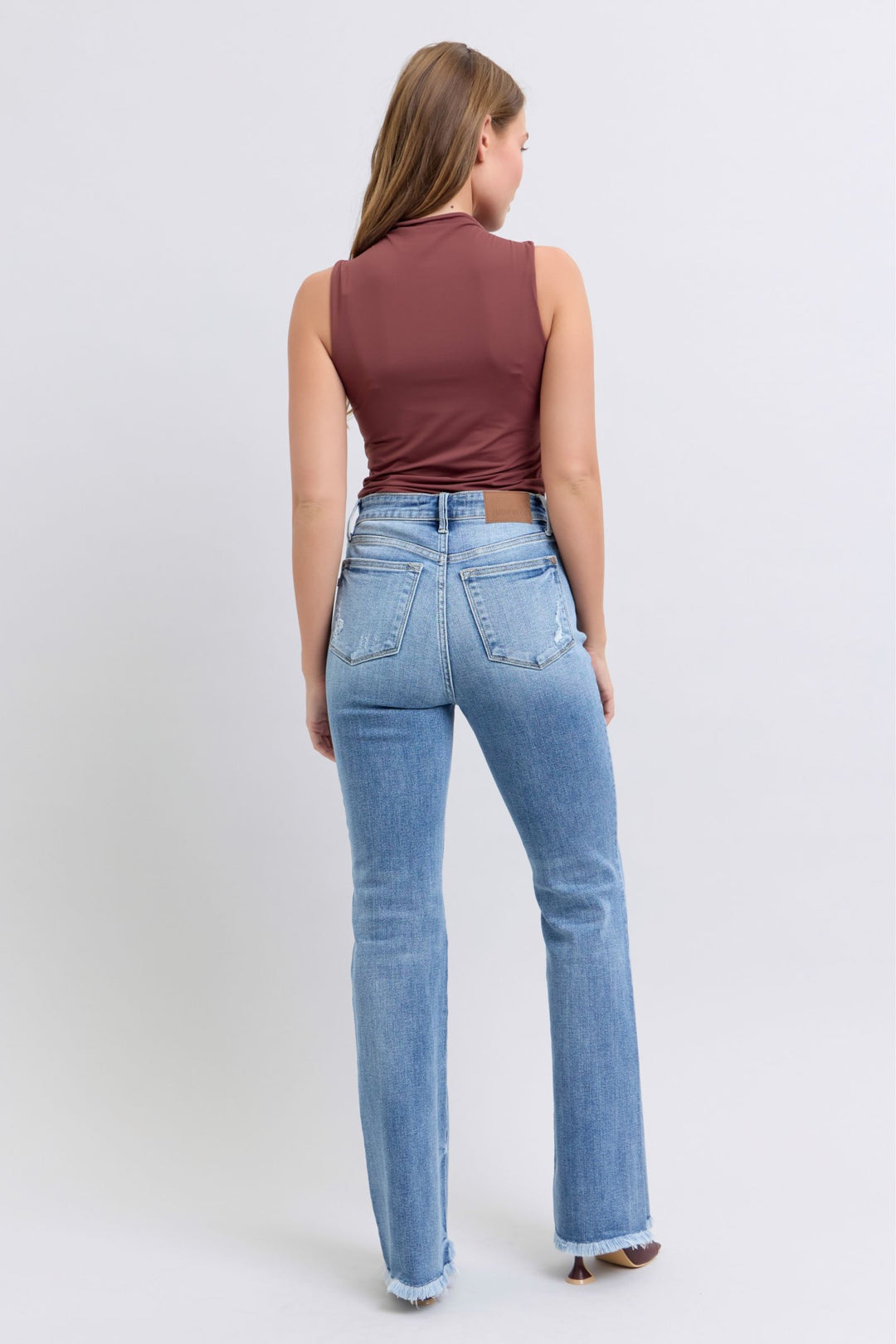 Judy Blue Full Size Raw Hem High Rise Bootcut Jeans-Denim-Inspired by Justeen-Women's Clothing Boutique