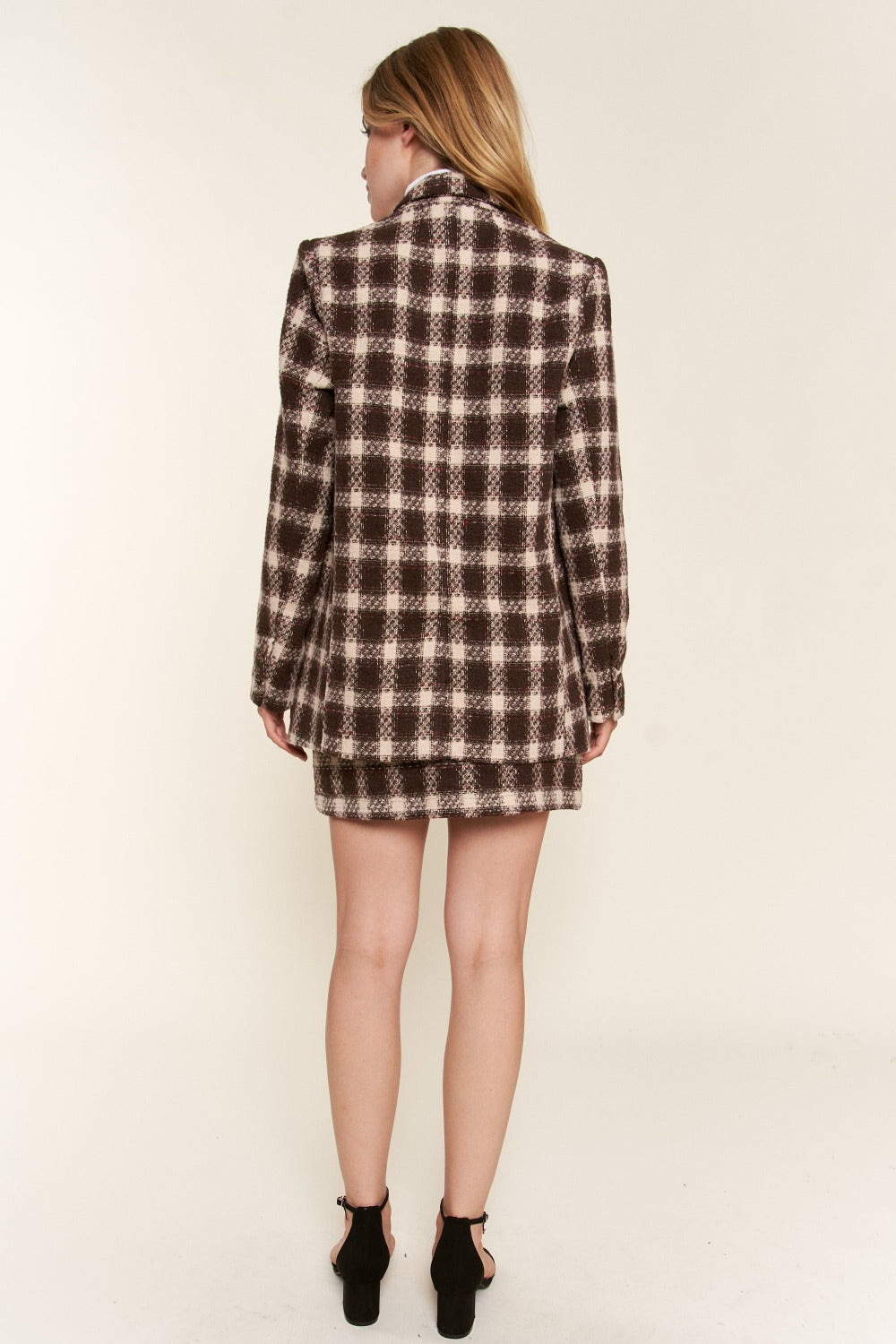 And The Why Full Size Plaid Brushed One Button Blazer-Outerwear-Inspired by Justeen-Women's Clothing Boutique