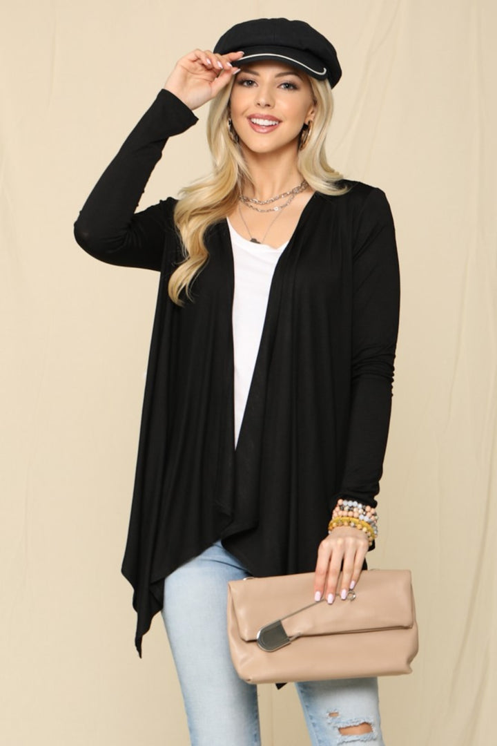 Celeste Full Size Open Front Knit Cardigan-Cardigans + Kimonos-Inspired by Justeen-Women's Clothing Boutique