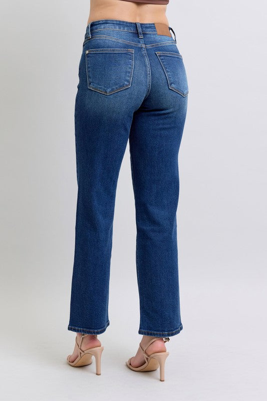 Judy Blue Full Size Side Seam Detail Straight Jeans with Pockets-Denim-Inspired by Justeen-Women's Clothing Boutique