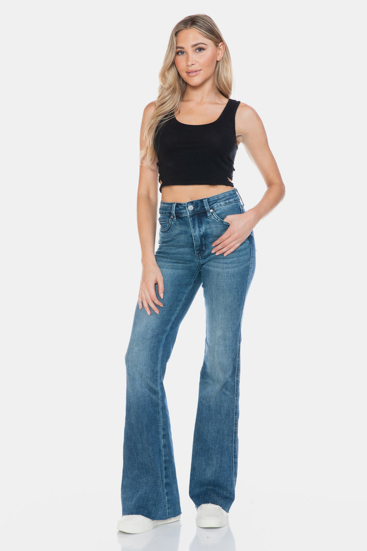 Judy Blue Full Size Tummy Control Cut Hem Flare Jeans-Denim-Inspired by Justeen-Women's Clothing Boutique