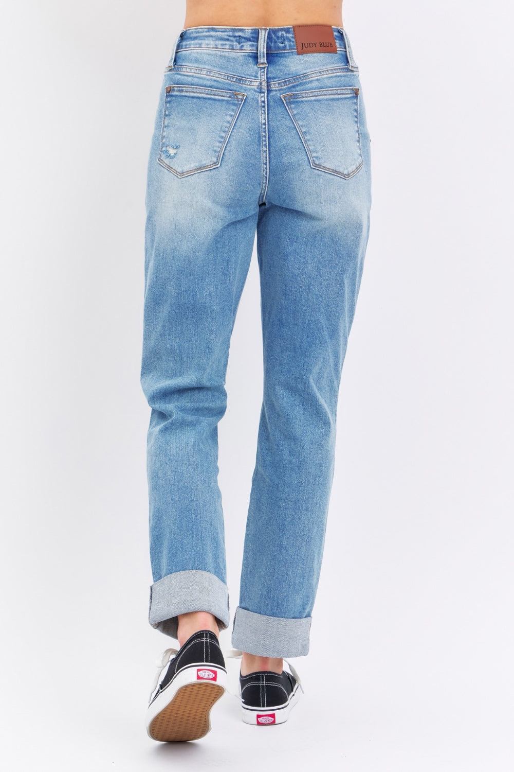 Judy Blue Full Size Distressed Straight Jeans with Patch Pockets-Denim-Inspired by Justeen-Women's Clothing Boutique