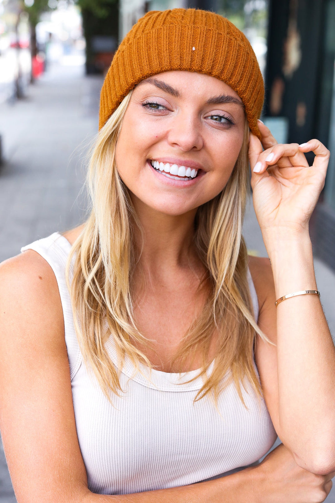 Camel Cable Knit Beanie-Inspired by Justeen-Women's Clothing Boutique