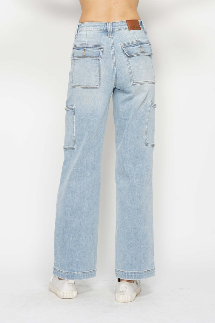 Judy Blue Full Size High Waist Straight Cargo Jeans-Denim-Inspired by Justeen-Women's Clothing Boutique