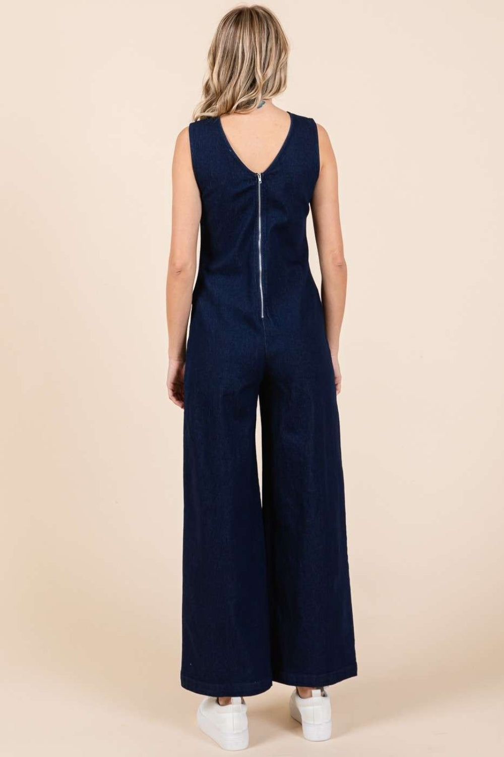Mittoshop Sleeveless Wide Leg Denim Jumpsuit-Jumpsuits & Rompers-Inspired by Justeen-Women's Clothing Boutique in Chicago, Illinois