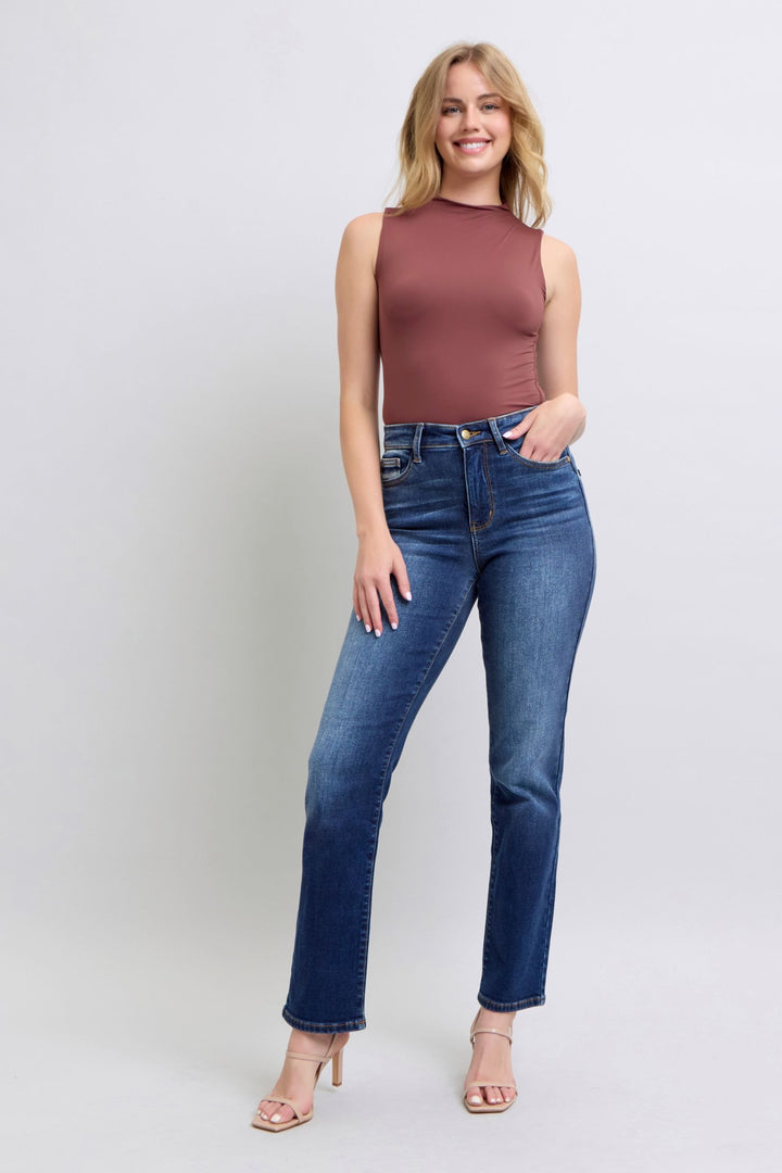 Judy Blue Full Size Washed Straight Leg Jeans with Pockets-Denim-Inspired by Justeen-Women's Clothing Boutique