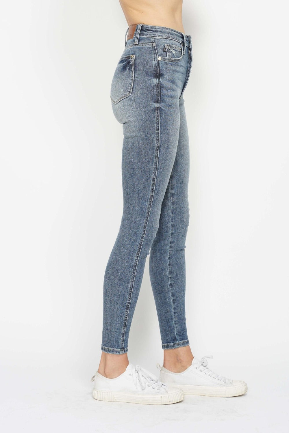 Judy Blue Full Size Tummy Control Contrast Wash Skinny Jeans-Denim-Inspired by Justeen-Women's Clothing Boutique