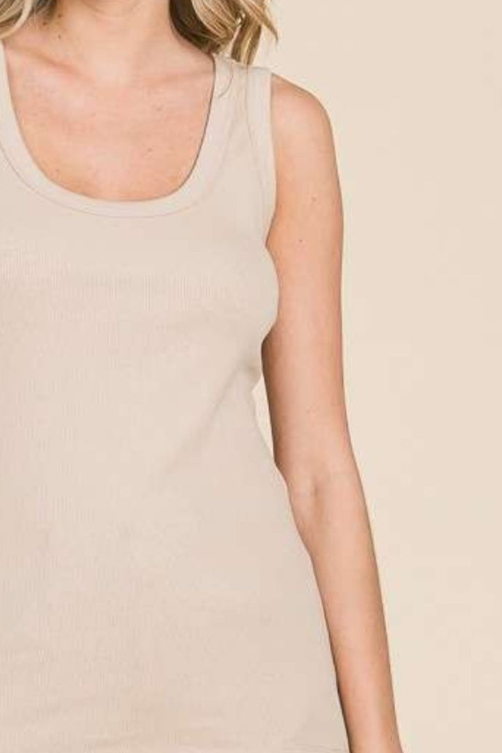 Culture Code Full Size Ribbed Scoop Neck Tank-Tank Tops-Inspired by Justeen-Women's Clothing Boutique