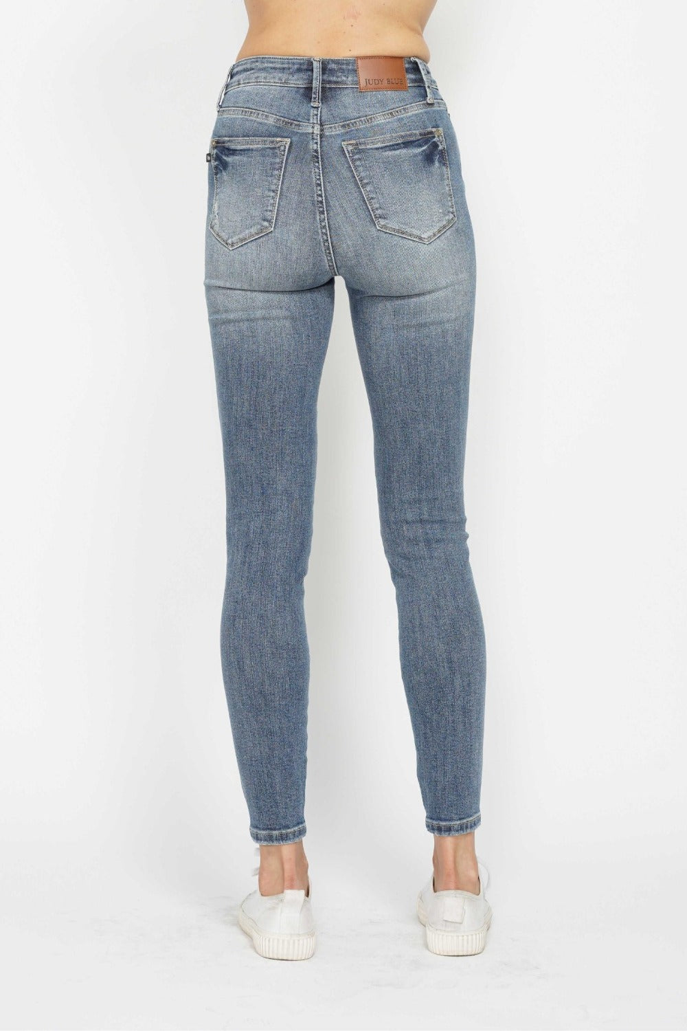 Judy Blue Full Size Tummy Control Contrast Wash Skinny Jeans-Denim-Inspired by Justeen-Women's Clothing Boutique