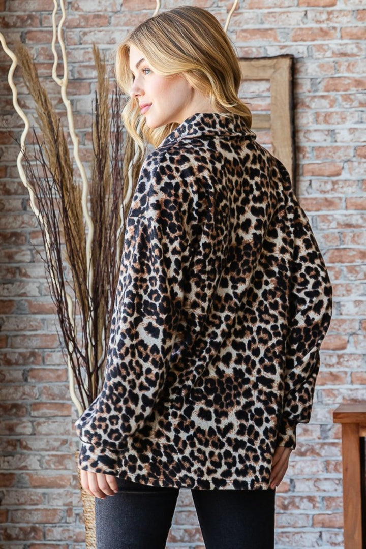 Heimish Full Size Leopard Johnny Collar Long Sleeve Top-110 Long Sleeve Tops-Inspired by Justeen-Women's Clothing Boutique