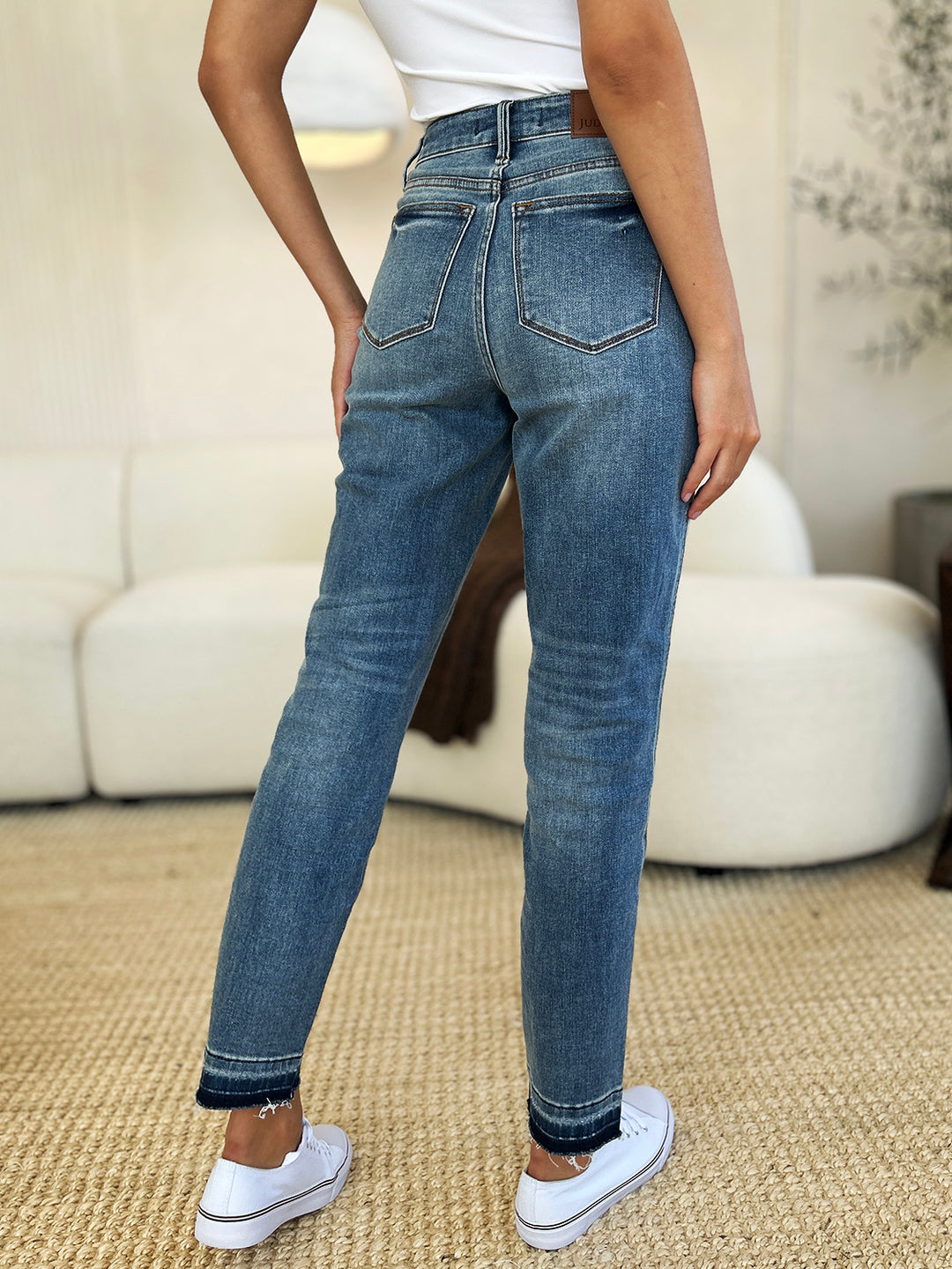 Judy Blue Full Size Mid Rise Rigid Magic Release Hem Jeans-Denim-Inspired by Justeen-Women's Clothing Boutique