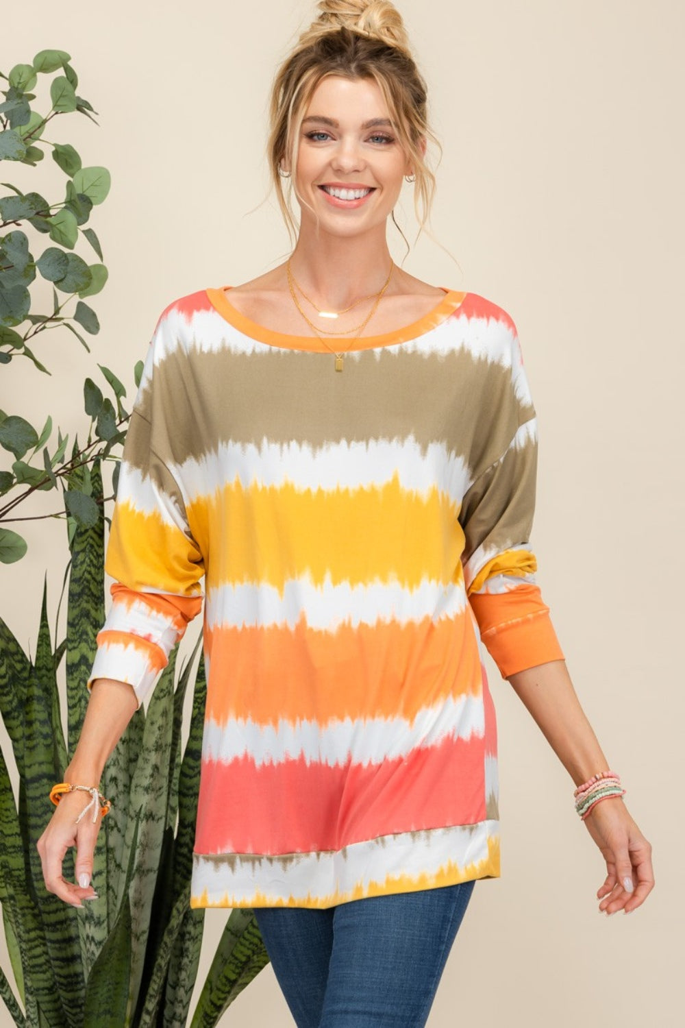 Celeste Full Size Striped Long Sleeve T-Shirt-110 Long Sleeve Tops-Inspired by Justeen-Women's Clothing Boutique