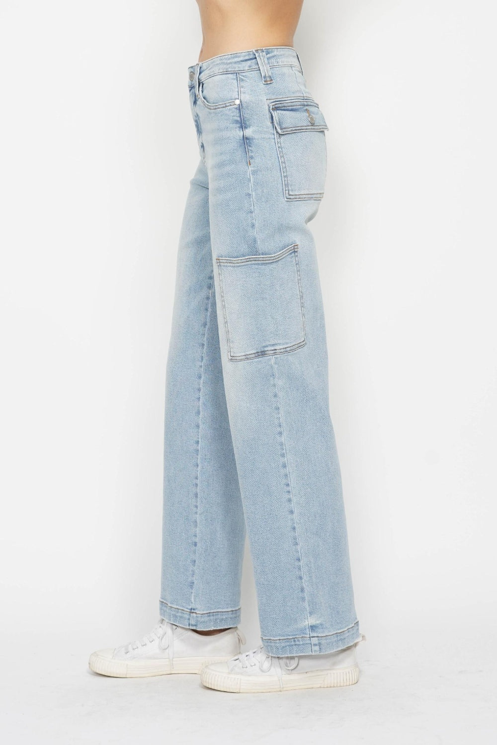 Judy Blue Full Size High Waist Straight Cargo Jeans-Denim-Inspired by Justeen-Women's Clothing Boutique