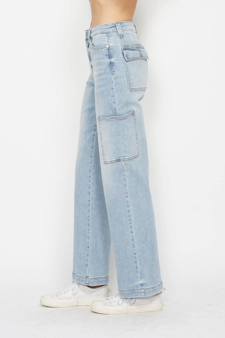 Judy Blue Full Size High Waist Straight Cargo Jeans-Denim-Inspired by Justeen-Women's Clothing Boutique