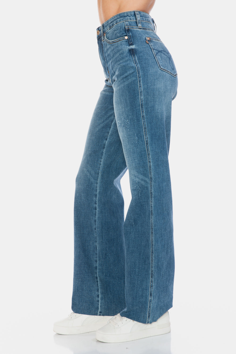 Judy Blue Full Size Tummy Control Cut Raw Hem Straight Jeans-Denim-Inspired by Justeen-Women's Clothing Boutique