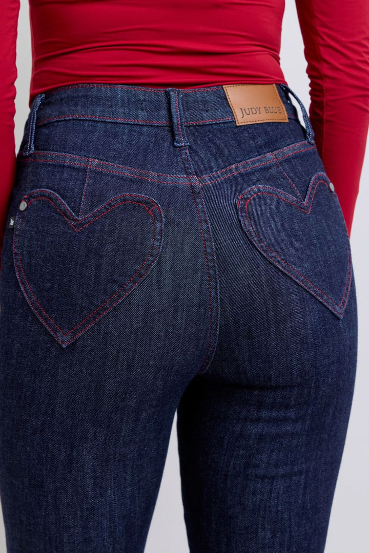 Judy Blue Full Size Heart Shaped Back Pockets Skinny Jeans-Denim-Inspired by Justeen-Women's Clothing Boutique