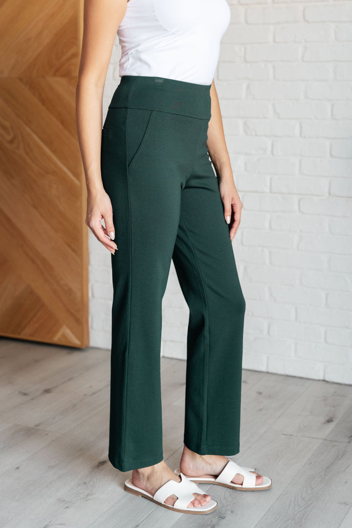 Magic Straight Pants in Hunter Green-Pants-Inspired by Justeen-Women's Clothing Boutique