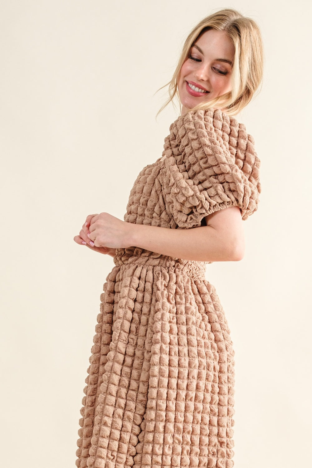 And The Why Full Size Square Neck Puff Sleeve Dress-Dresses-Inspired by Justeen-Women's Clothing Boutique