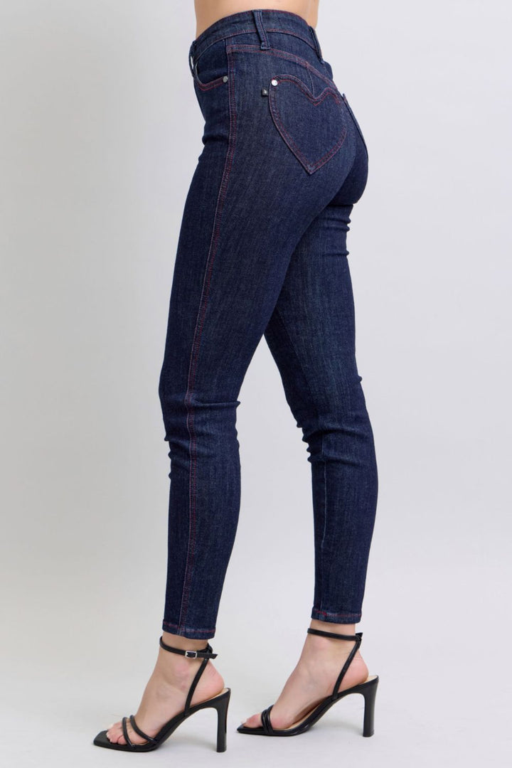 Judy Blue Full Size Heart Shaped Back Pockets Skinny Jeans-Denim-Inspired by Justeen-Women's Clothing Boutique