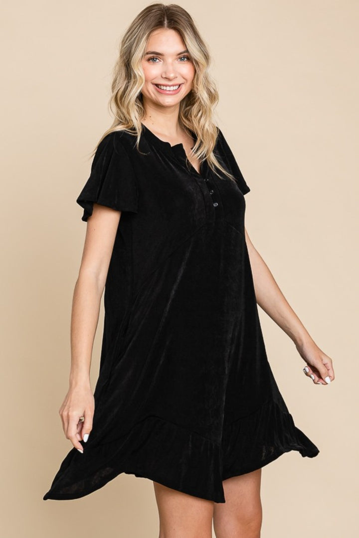 Culture Code Full Size Short Sleeve Ruffled Asymmetric Hem Dress-Dresses-Inspired by Justeen-Women's Clothing Boutique