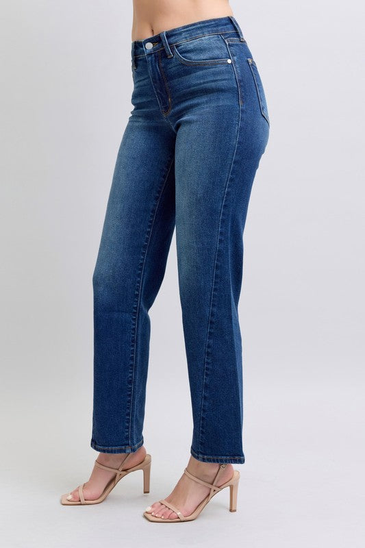 Judy Blue Full Size Side Seam Detail Straight Jeans with Pockets-Denim-Inspired by Justeen-Women's Clothing Boutique