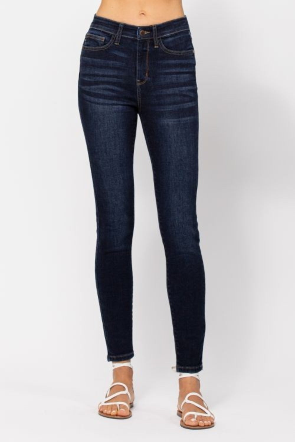 Judy Blue Full Size High Waist Handsand Skinny Jeans-Denim-Inspired by Justeen-Women's Clothing Boutique