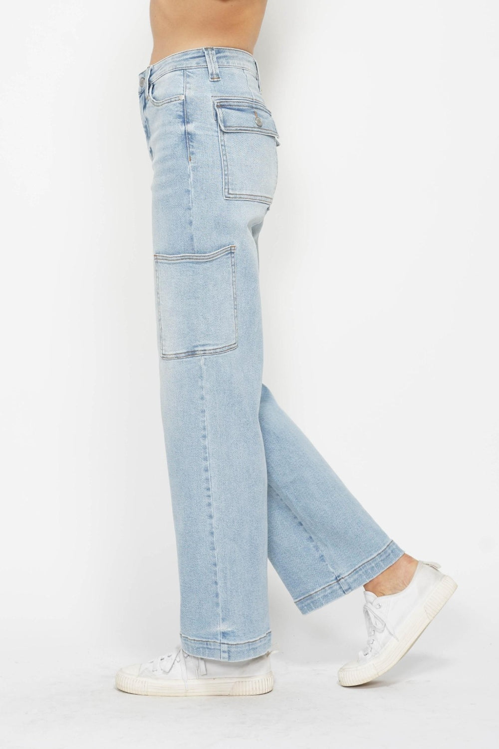 Judy Blue Full Size High Waist Straight Cargo Jeans-Denim-Inspired by Justeen-Women's Clothing Boutique