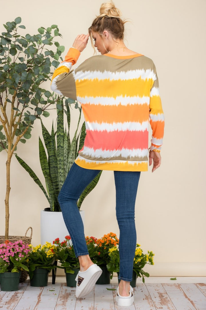 Celeste Full Size Striped Long Sleeve T-Shirt-110 Long Sleeve Tops-Inspired by Justeen-Women's Clothing Boutique