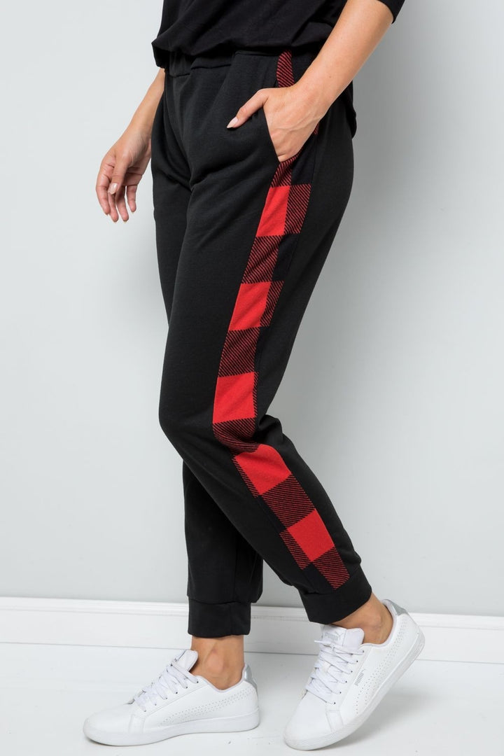 Celeste Design Full Size Plaid Side Print Sweatpants-Pants-Inspired by Justeen-Women's Clothing Boutique