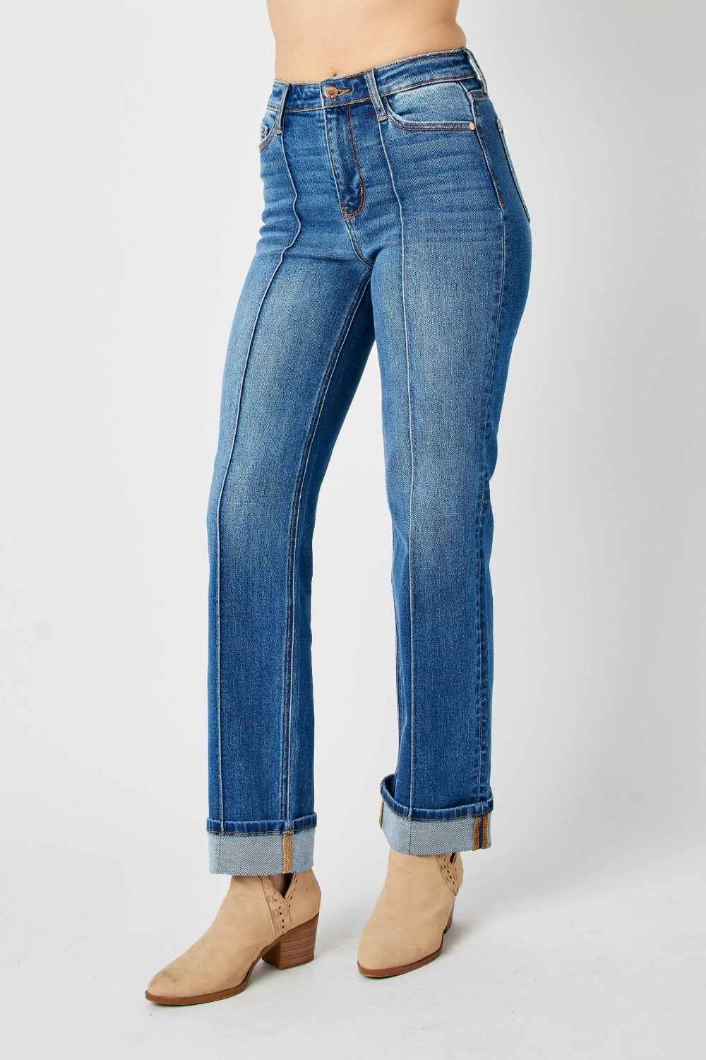 Judy Blue Full Size High Waist Front Seam Detail Straight Jeans-Denim-Inspired by Justeen-Women's Clothing Boutique