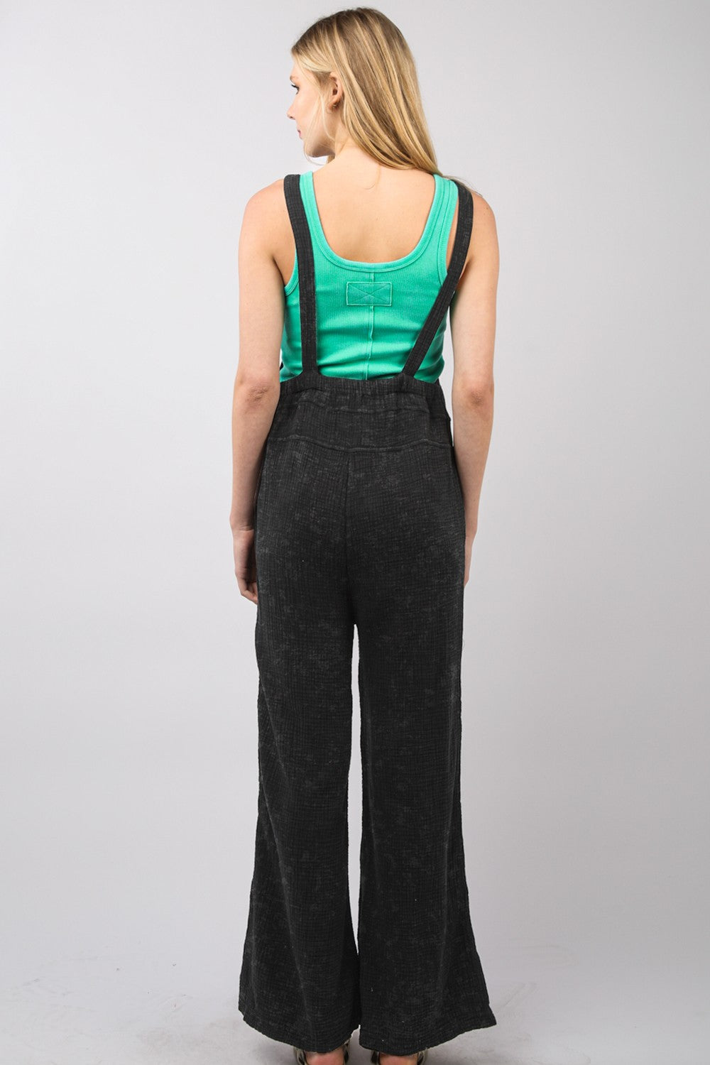 VERY J Texture Washed Wide Leg Overalls-Jumpsuits & Rompers-Inspired by Justeen-Women's Clothing Boutique in Chicago, Illinois