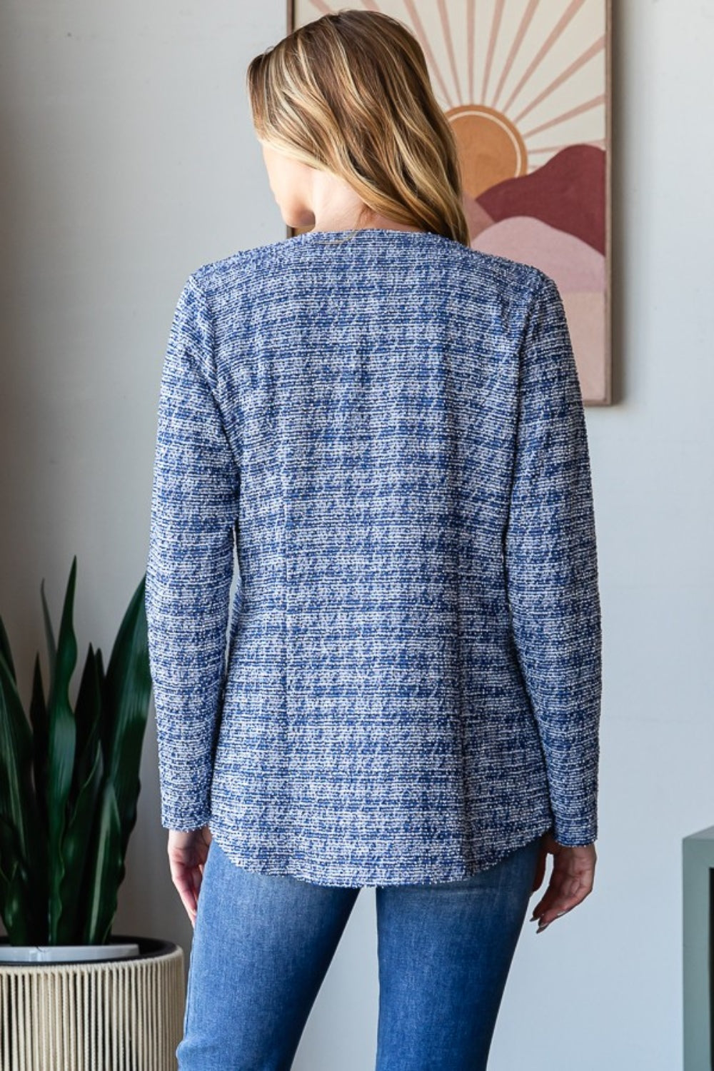 Heimish Full Size Houndstooth Tweed Open Front Blazer-Outerwear-Inspired by Justeen-Women's Clothing Boutique