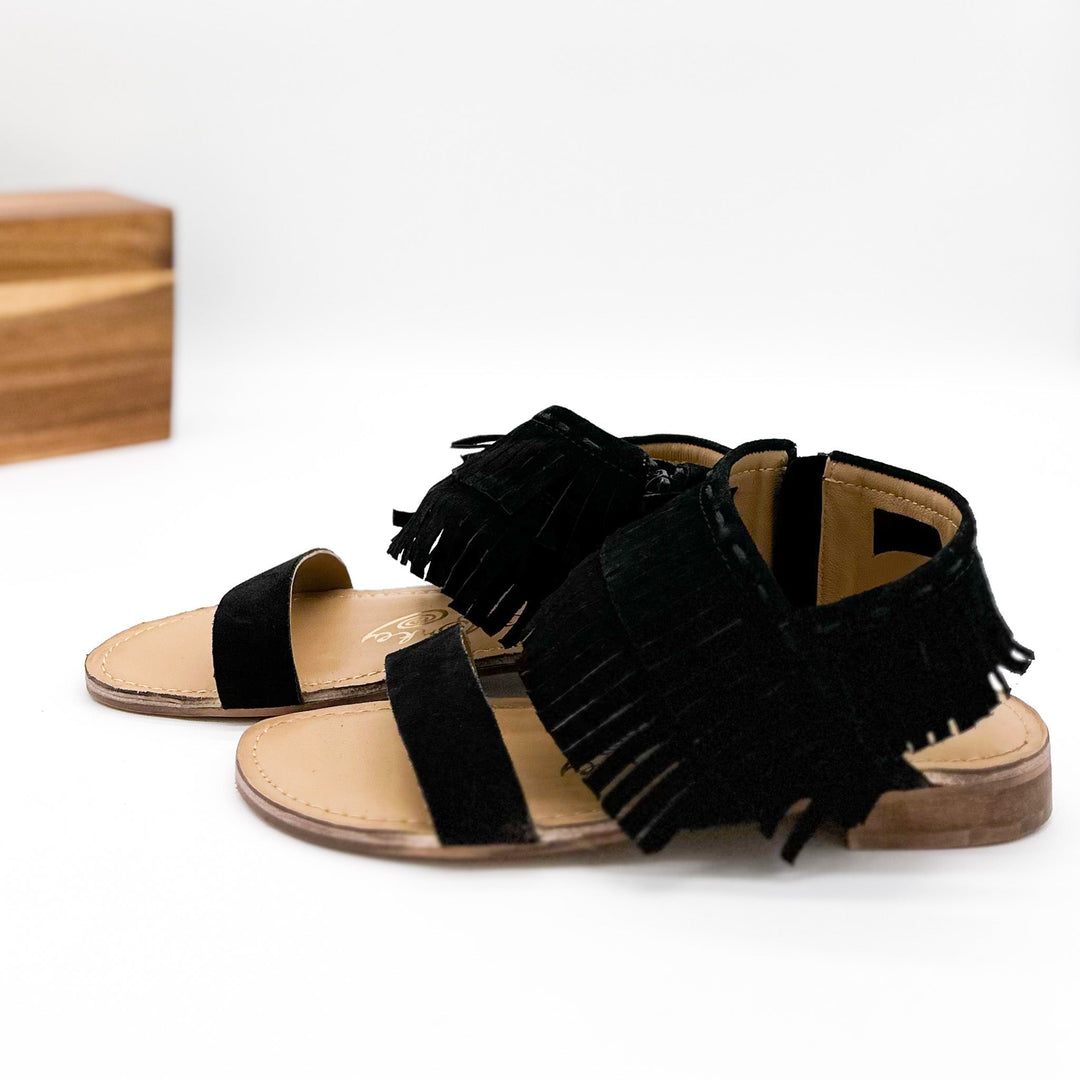 Fringe Star Sandal in Black-Shoes-Inspired by Justeen-Women's Clothing Boutique