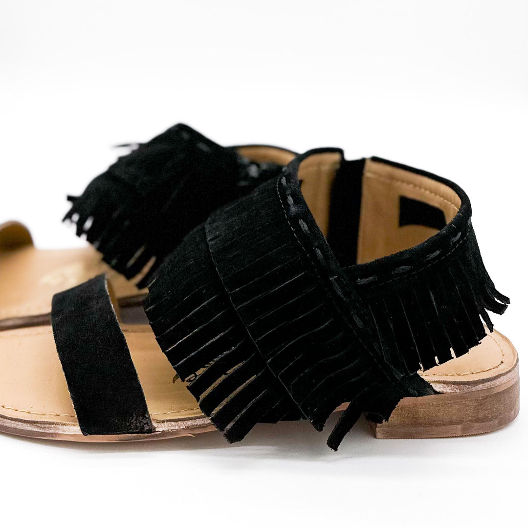 Fringe Star Sandal in Black-Shoes-Inspired by Justeen-Women's Clothing Boutique