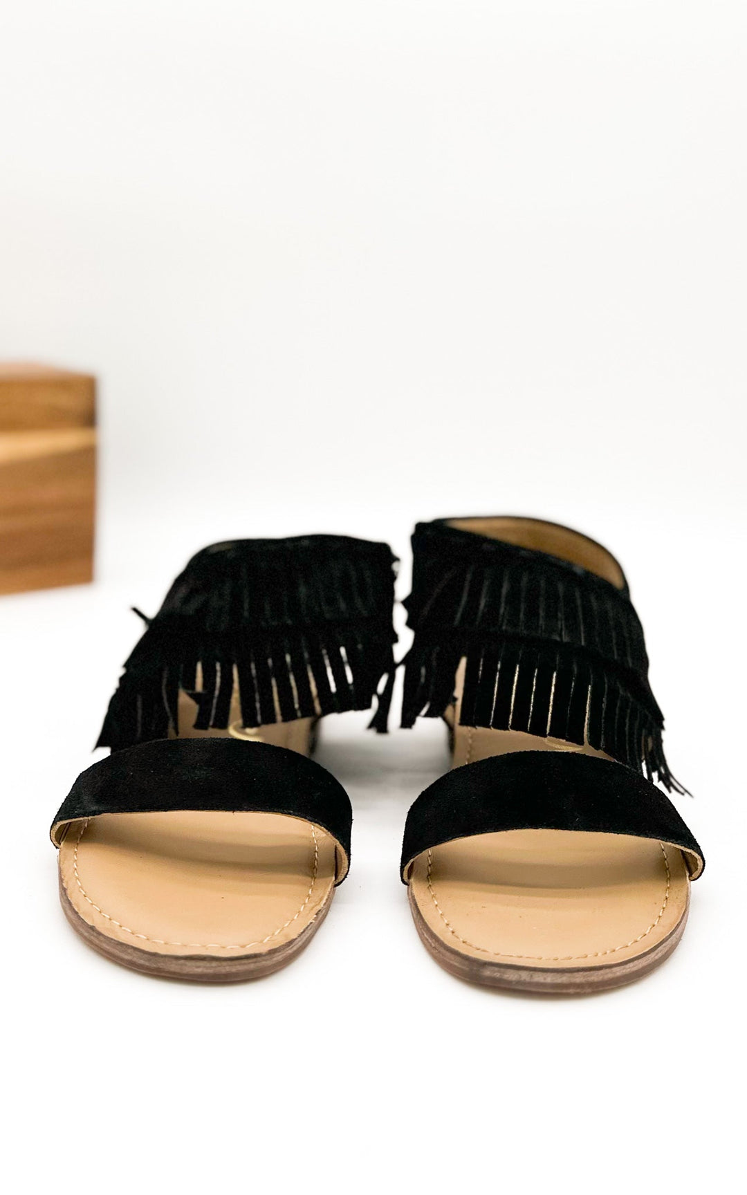 Fringe Star Sandal in Black-Shoes-Inspired by Justeen-Women's Clothing Boutique