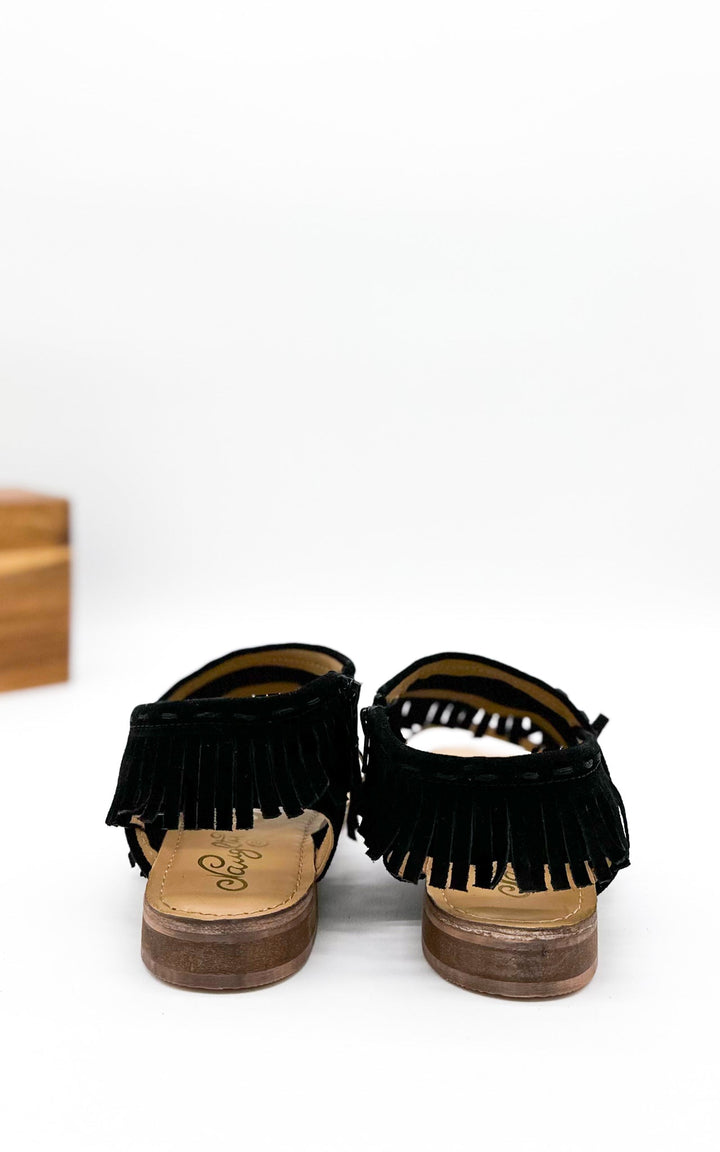 Fringe Star Sandal in Black-Shoes-Inspired by Justeen-Women's Clothing Boutique