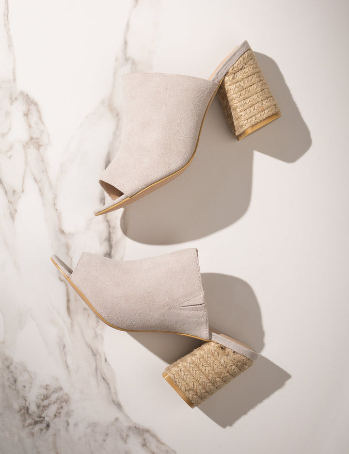 Helena Heeled Sandal in Ice Suede-Shoes-Inspired by Justeen-Women's Clothing Boutique