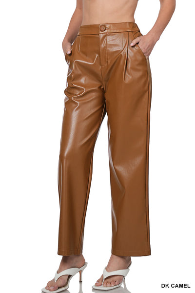 Presley Vegan Leather High Waist Pants-Pants-Inspired by Justeen-Women's Clothing Boutique in Chicago, Illinois