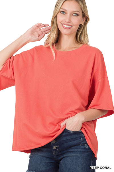 Gina French Terry Drop Shoulder Top-Sweaters/Sweatshirts-Inspired by Justeen-Women's Clothing Boutique in Chicago, Illinois