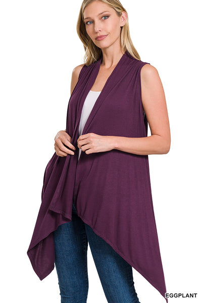 Cherise Draped Sleeveless Cardigan-Outerwear-Inspired by Justeen-Women's Clothing Boutique in Chicago, Illinois