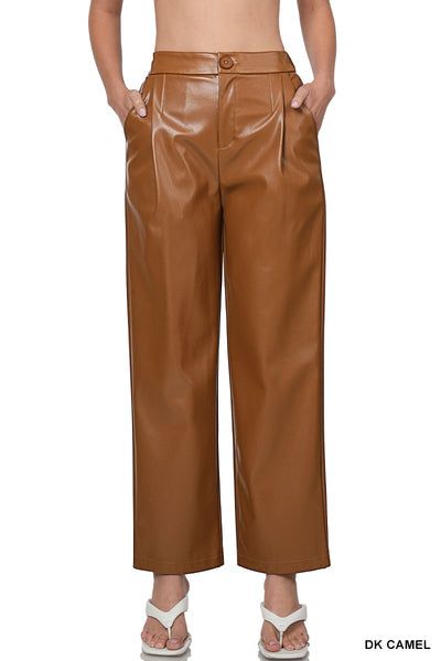 Presley Vegan Leather High Waist Pants-Pants-Inspired by Justeen-Women's Clothing Boutique in Chicago, Illinois