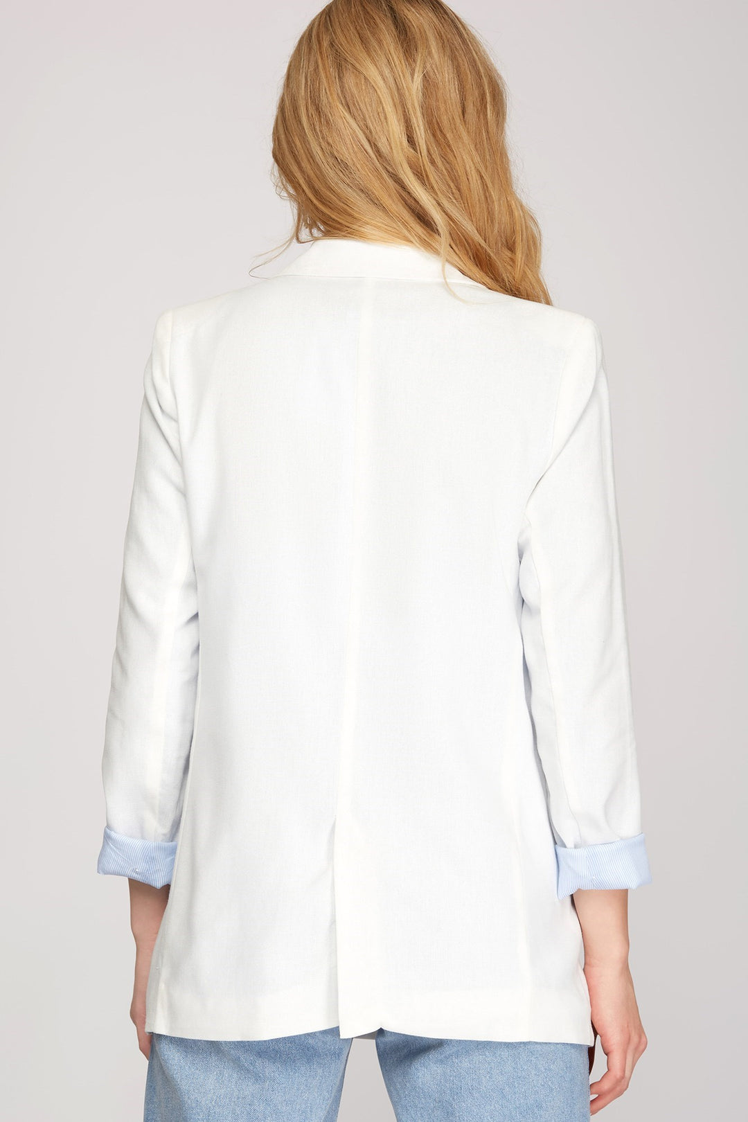 Audrey Linen Blend Blazer, Off White-Outerwear-Inspired by Justeen-Women's Clothing Boutique in Chicago, Illinois
