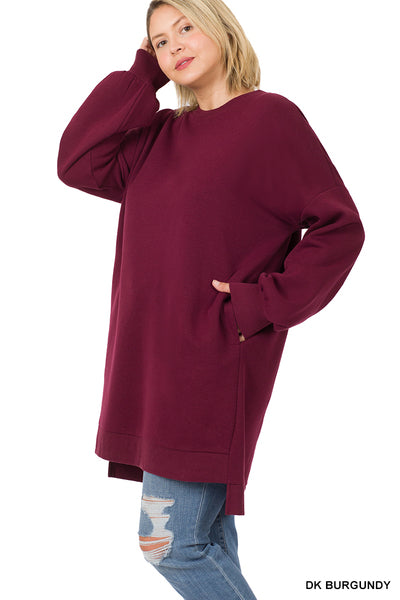 Talia Round Neck Longline Sweatshirt-Sweaters/Sweatshirts-Inspired by Justeen-Women's Clothing Boutique in Chicago, Illinois