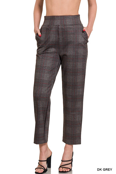 Becky Pull-on Stretch Plaid Dress Pants-Pants-Inspired by Justeen-Women's Clothing Boutique in Chicago, Illinois