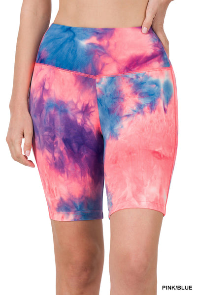 Everyday Pocket Biker Shorts, Neon Tie Dye-Shorts-Inspired by Justeen-Women's Clothing Boutique in Chicago, Illinois