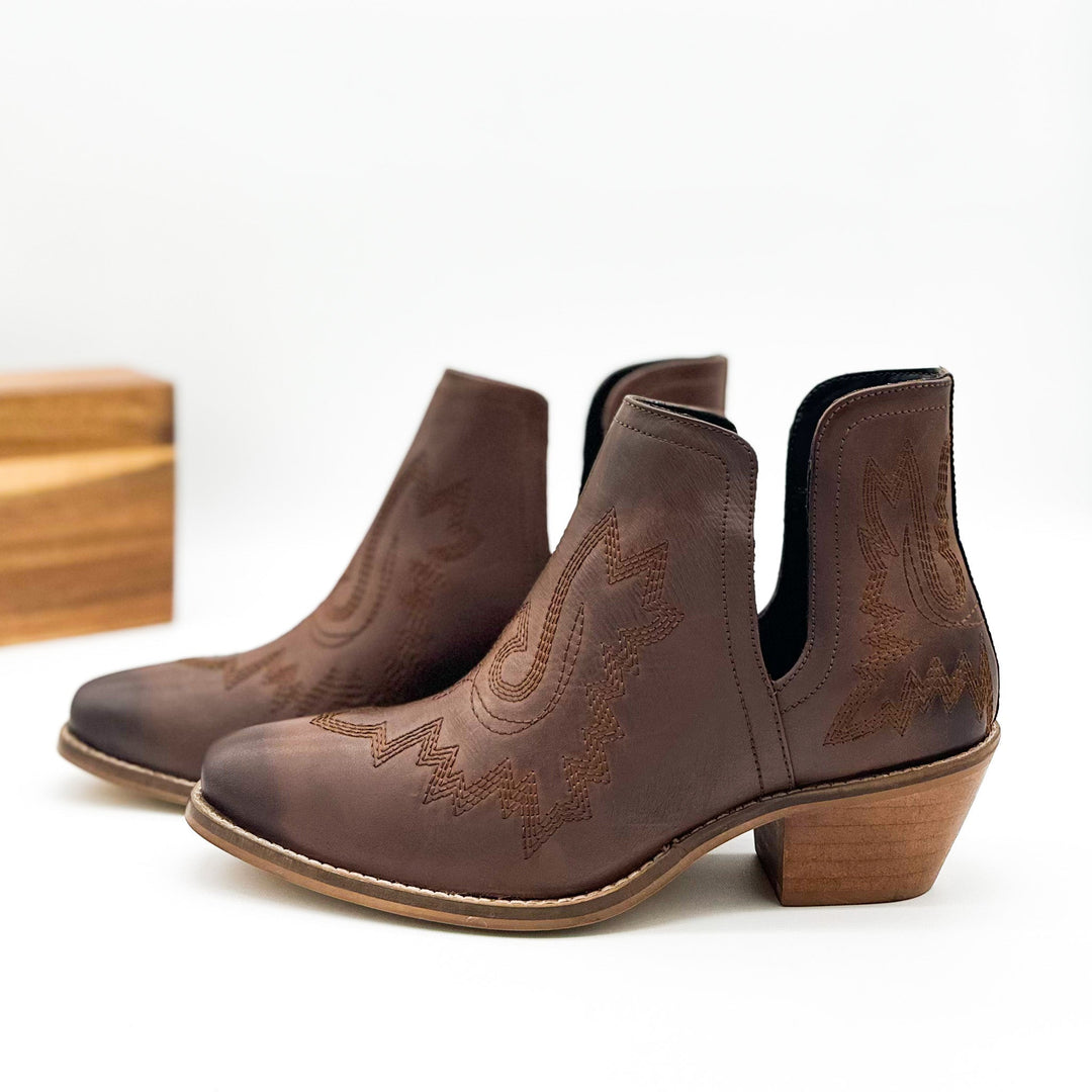 Kickin' Booties in Brown-Shoes-Inspired by Justeen-Women's Clothing Boutique