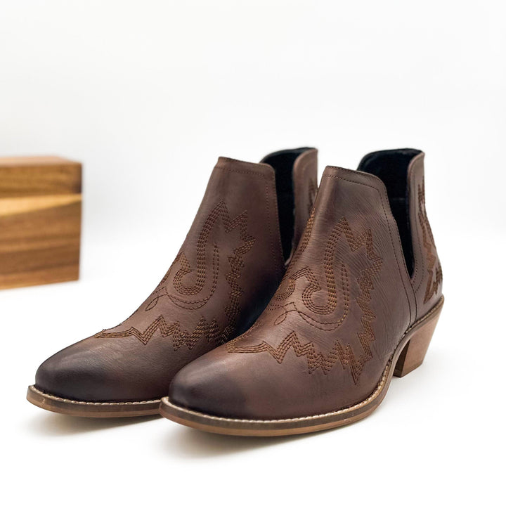 Kickin' Booties in Brown-Shoes-Inspired by Justeen-Women's Clothing Boutique